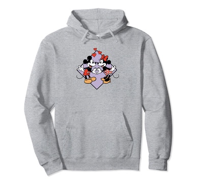 Amazon Essentials Mickey and Minnie Smiling in Love Valentine's Day Pullover Hoodie
