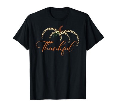 Fall Leopard Print Pumpkin Thankful women tee Be Blessed T-Shirt