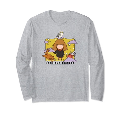 Amazon Essentials Harry Potter Hermione Granger Icons Cartoon Portrait Long Sleeve T-Shirt