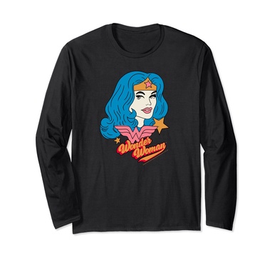Amazon Essentials DC Comics Wonder Woman Comic Portrait Long Sleeve T-Shirt