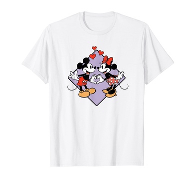 Amazon Essentials Mickey and Minnie Smiling in Love Valentine's Day T-Shirt