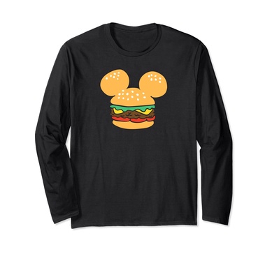 Amazon Essentials Mickey Mouse Ears Cheeseburger Long Sleeve T-Shirt