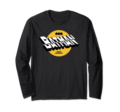 Amazon Essentials DC Comics Batman Circle 3D Shifted Logo Long Sleeve T-Shirt