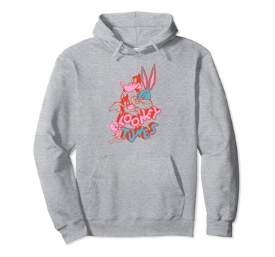 Amazon Essentials Looney Tunes Red and Pink Character Collage Pullover Hoodie