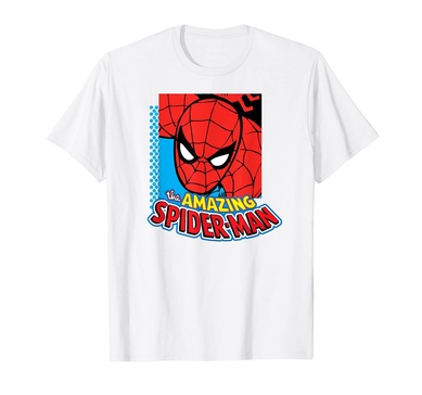 Amazon Essentials Men's MARVEL THE AMAZING SPIDER-MAN LOGO PORTRAIT T-Shirt, White, Small