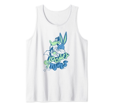 Amazon Essentials Looney Tunes Blue and Green Character Collage Tank Top