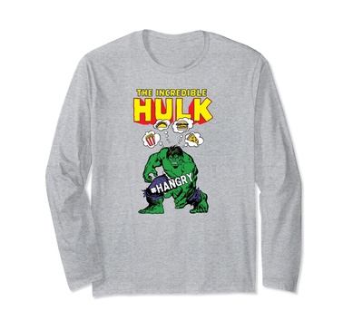 Amazon Essentials Marvel Avengers The Incredible Hulk Hangry Long Sleeve T-Shirt