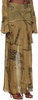 Khaki Cargo Denim Maxi Skirt