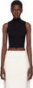Black Mockneck Light Rib Cropped Tank Top