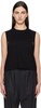 Black Nylon Twill Mix Cotton Jersey Tank Top