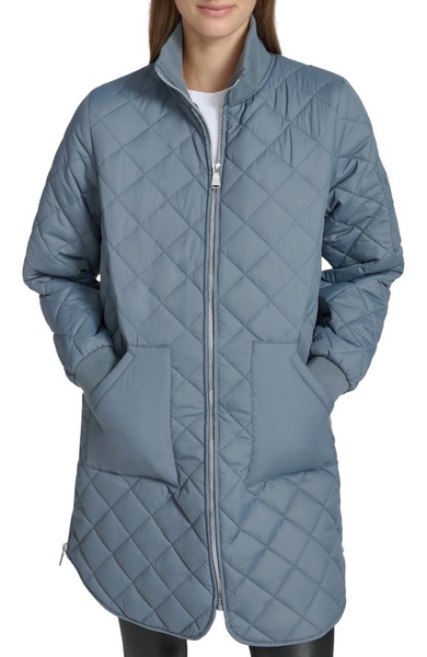 Andrew Marc Women's Quilted Longline Jacket with Side Zips