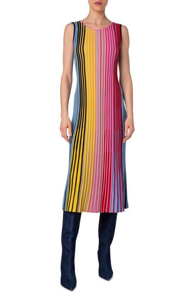 reverse rainbow knit dress in multicolor
