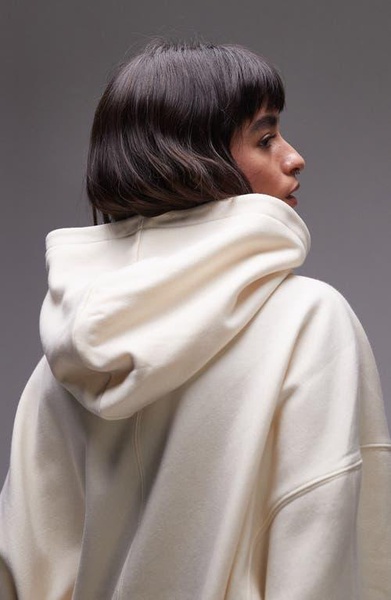 Topshop premium oversized hoodie in ecru