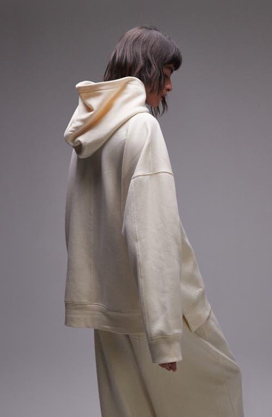Topshop premium oversized hoodie in ecru