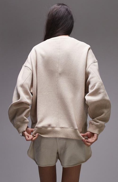 Topshop premium seam detail sweat in oat heather