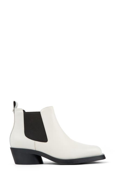 White Leather Chelsea Bootie for Women