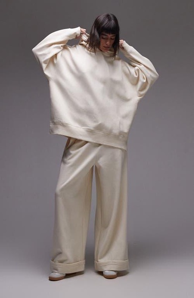 Topshop premium oversized hoodie in ecru