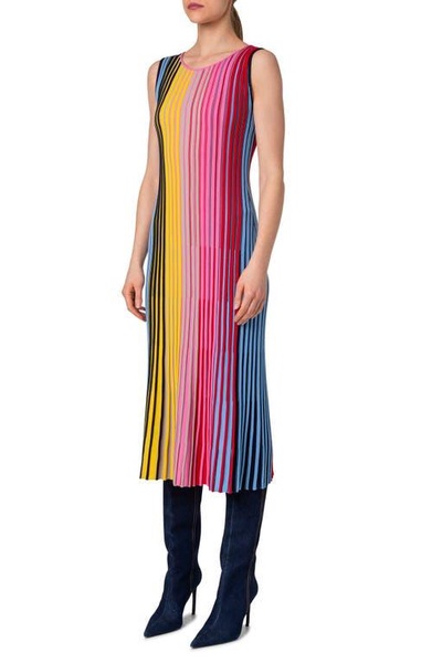 reverse rainbow knit dress in multicolor
