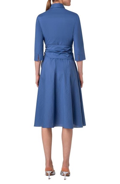 seersucker midi dress in ink