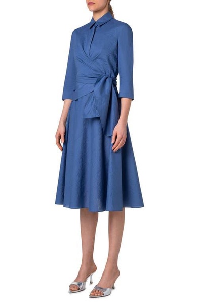 seersucker midi dress in ink