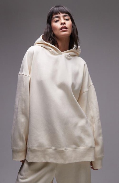 Topshop premium oversized hoodie in ecru