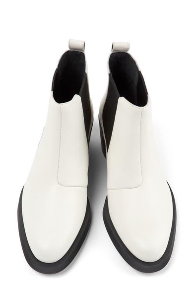 White Leather Chelsea Bootie for Women