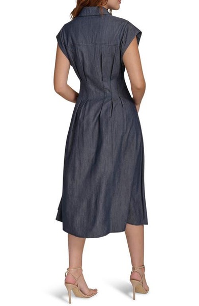 Women's Denim Midi Cap-Sleeve Shirtdress