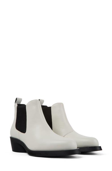 White Leather Chelsea Bootie for Women