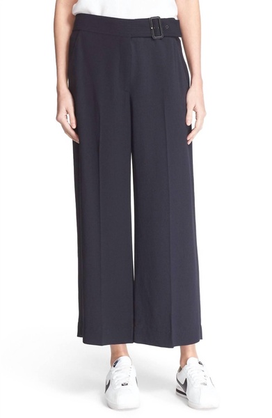 women's emily gaucho mid-rise belted pants in navy