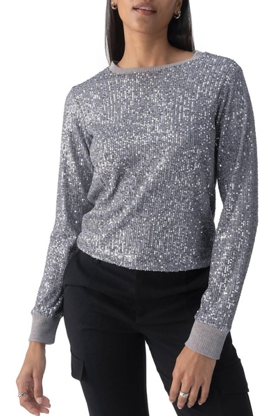sparkle together top in grey