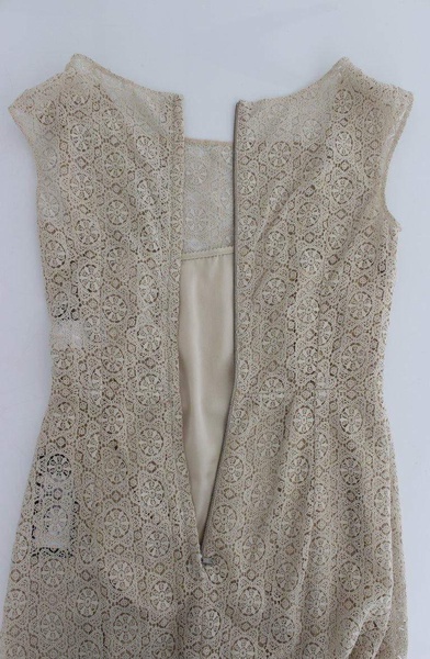 Dolce & Gabbana  Beige Ricamo Cutout Cotton Sheath Dress