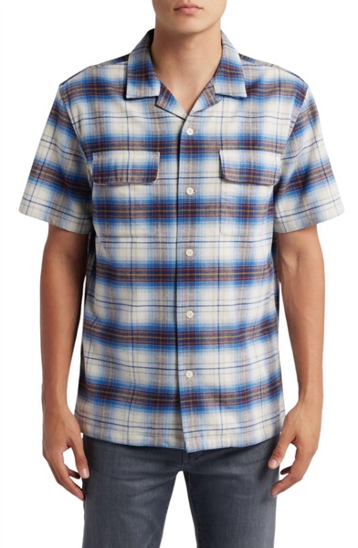 baja board shirt in navy plaid