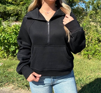 dove funnel neck half zip sweatshirt in black