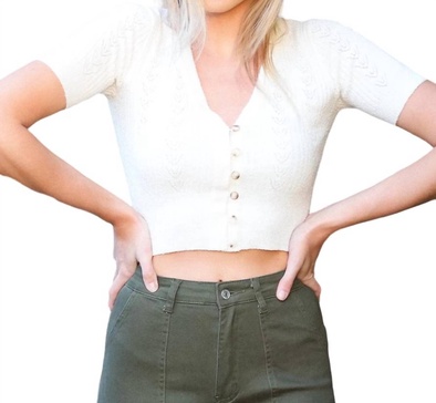 kammy v-neck crop top in white