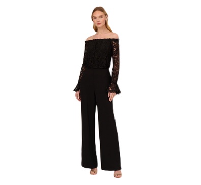 Adrianna Papell womens Lace and Crepe Jumpsuit