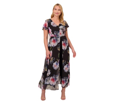 Adrianna Papell Women's Bell Sleeve Tie Front Dress