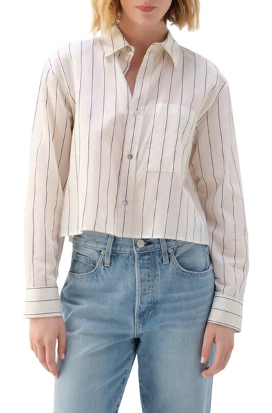 ruth crop shirt in bone/neptune multi stripe