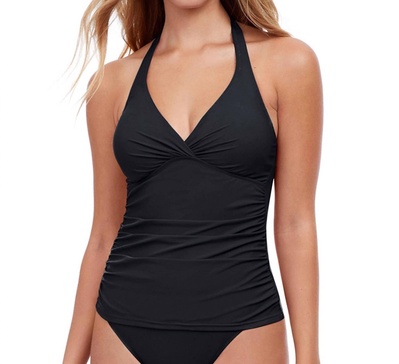 halter underwire tankini top in tutti frutti black