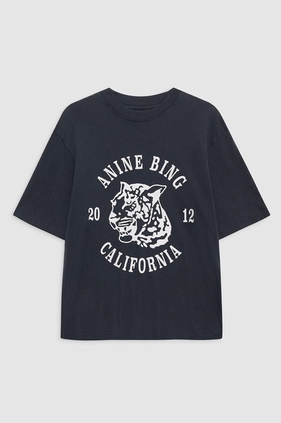 Avi Tee Collegiate Leopard - Washed Charcoal