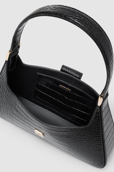 Lou Shoulder Bag - Black Embossed