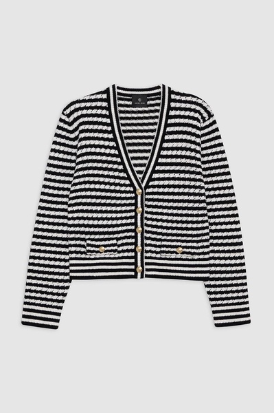 Gwen Cardigan - Black And Ivory Stripe