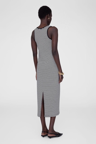 Alessia Tank Midi Dress - Cream And Black Stripe