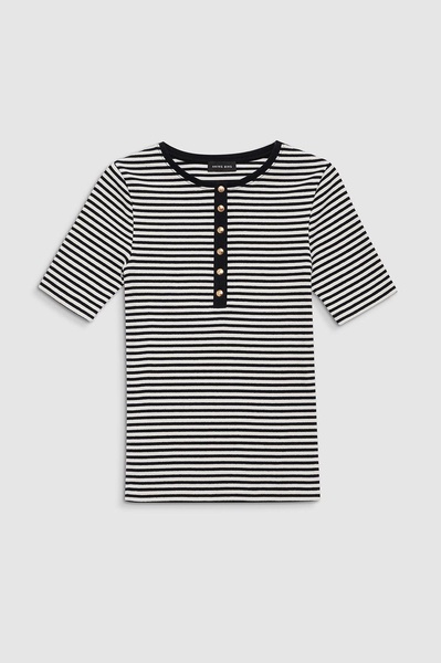Alessia Tee - Cream And Black Stripe