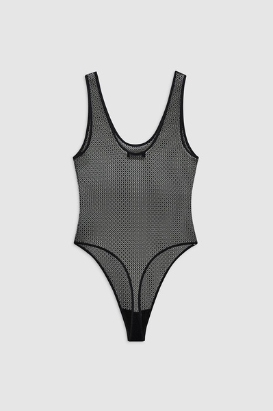Alysha Bodysuit - Black Geometric Lace