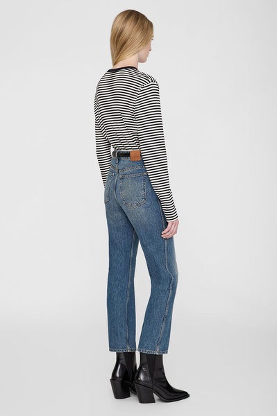 Alessia Long Sleeve Tee - Cream And Black Stripe