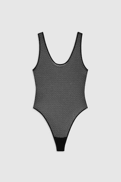 Alysha Bodysuit - Black Geometric Lace