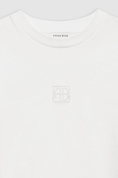 Myers Cropped Tee Framed Monogram - Ivory