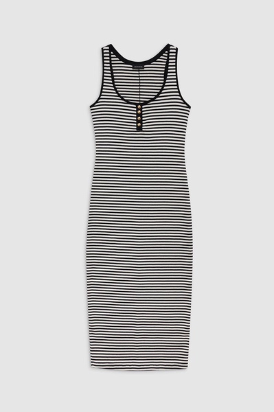 Alessia Tank Midi Dress - Cream And Black Stripe
