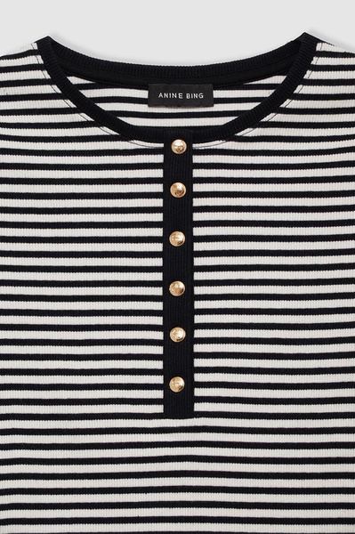 Alessia Tee - Cream And Black Stripe