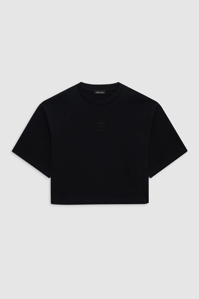 Myers Cropped Tee Framed Monogram - Black